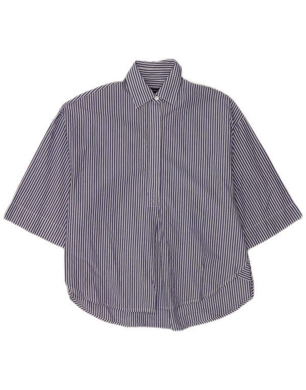French Connection Pull à manches courtes pour femme UK 6 XS Bleu à fines rayures