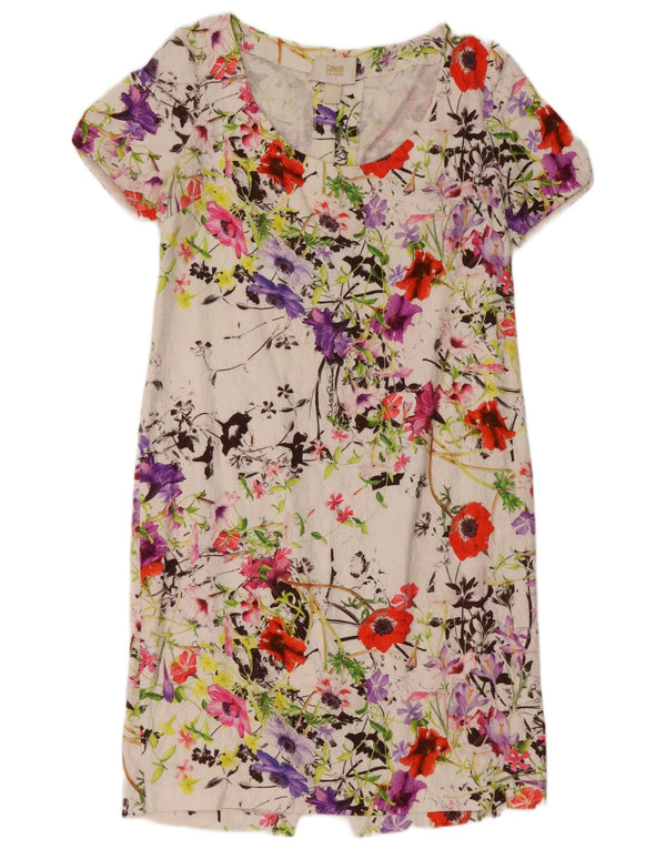 JUST CAVALLI Robe droite pour femme Taille 2 Petit coton floral blanc
