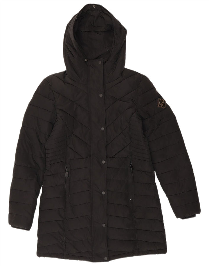 SUPERDRY Manteau rembourré à capuche pour femme UK 10 Small Noir Polyester