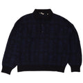 Aeffe Pull Col Polo Homme IT 50 Laine Géométrique Bleu Marine Moyen