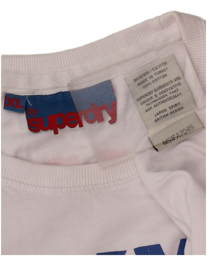 Superdry T-Shirt Graphique Top XL Coton Blanc Homme