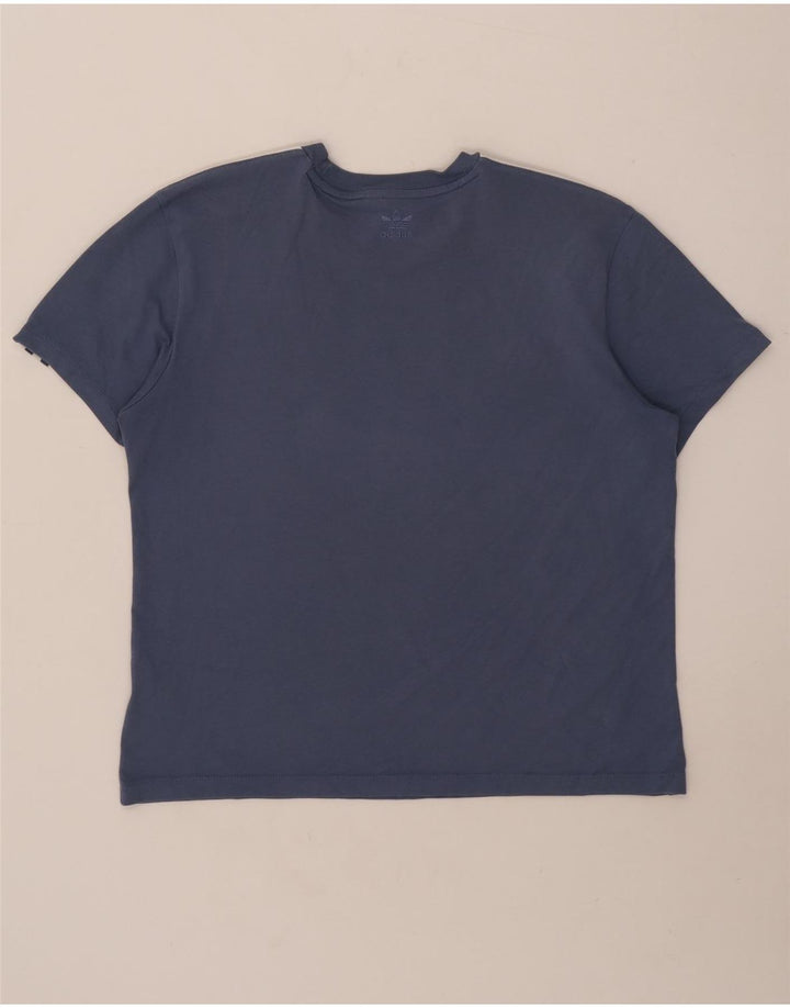 Adidas T-Shirt Femme Top UK 12 Bleu Moyen Coton