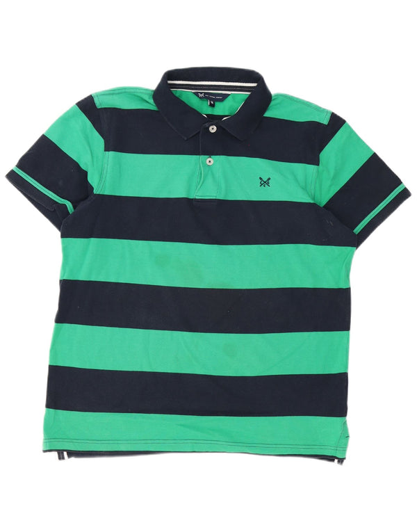Crew Clothing Polo Homme Coton Rayé Vert Moyen