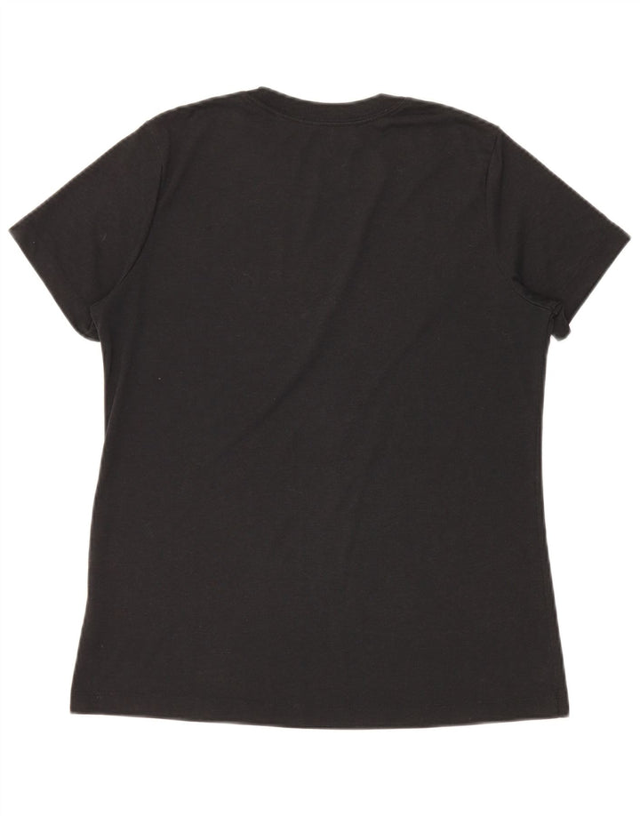 Nike Womens Dri Fit Graphic T-Shirt Top UK 14 Noir Moyen Polyester