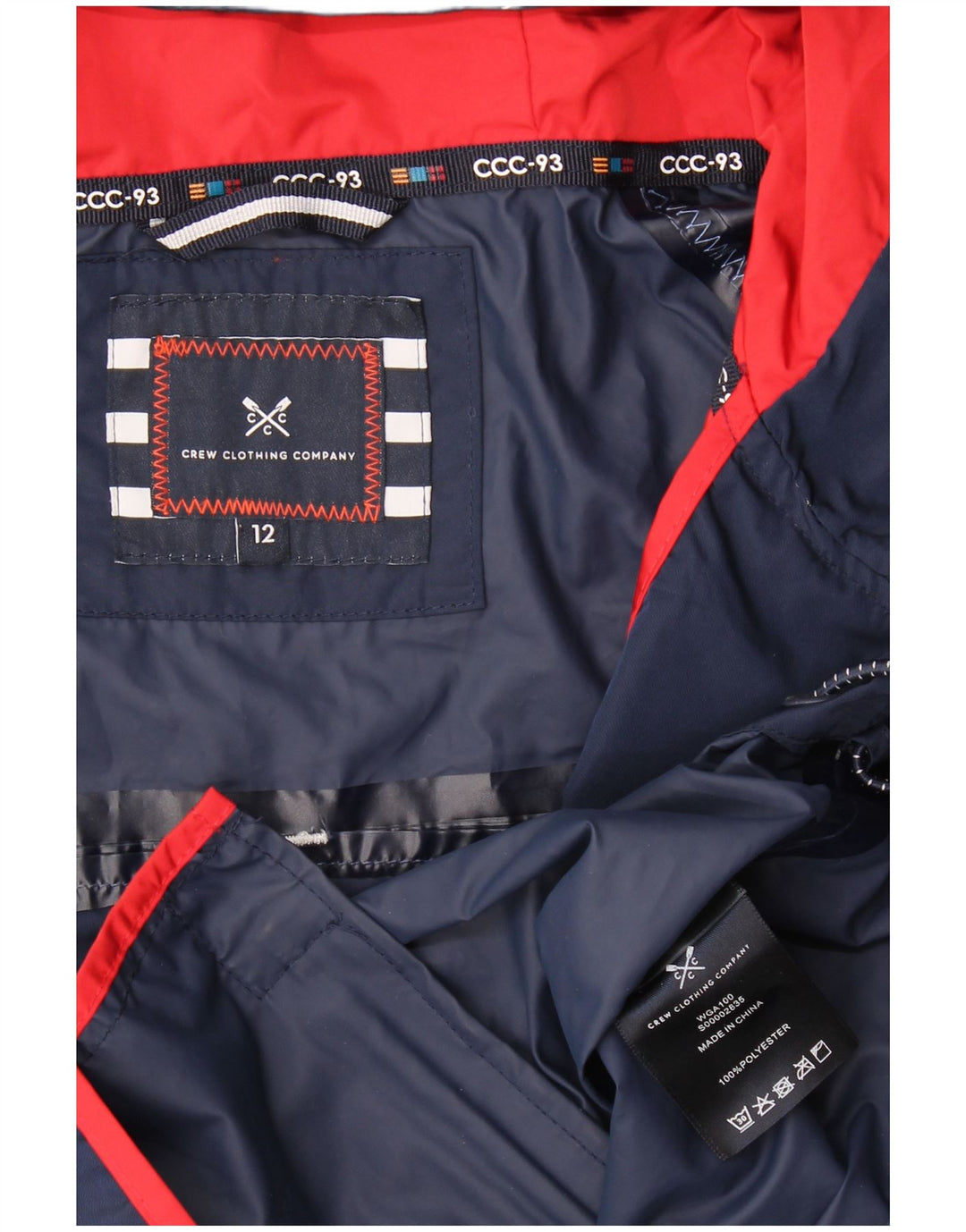 Crew Clothing Veste de pluie graphique pour femme UK 12 Bleu marine moyen Colourblock