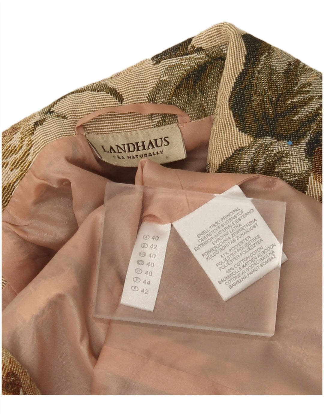 Landhaus Veste Blazer Zippée Femme EU 40 Polyester Floral Beige Moyen