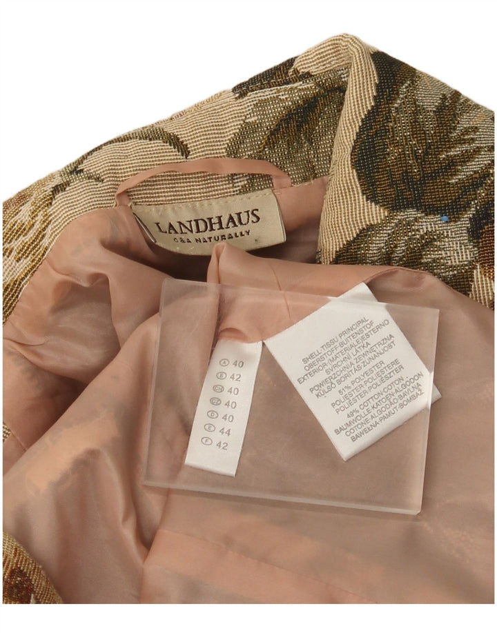 Landhaus Veste Blazer Zippée Femme EU 40 Polyester Floral Beige Moyen