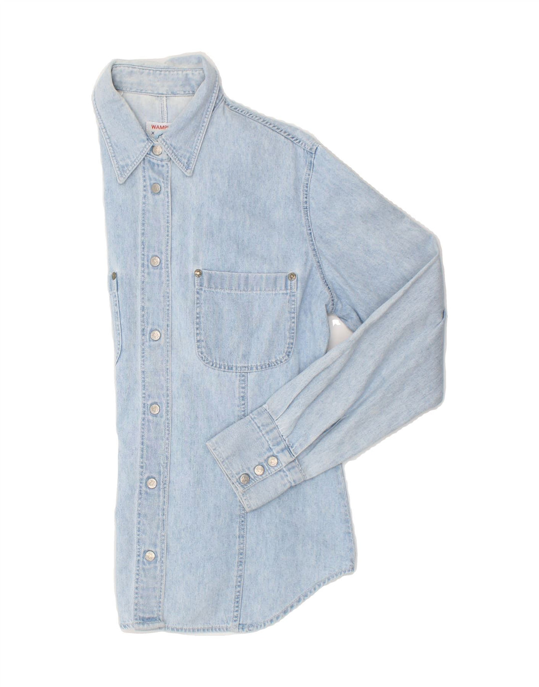 WAMPUM Womens Denim Shirt UK 10 Small Blue Cotton Vintage Wampum and Second-Hand Wampum from Messina Hembry 