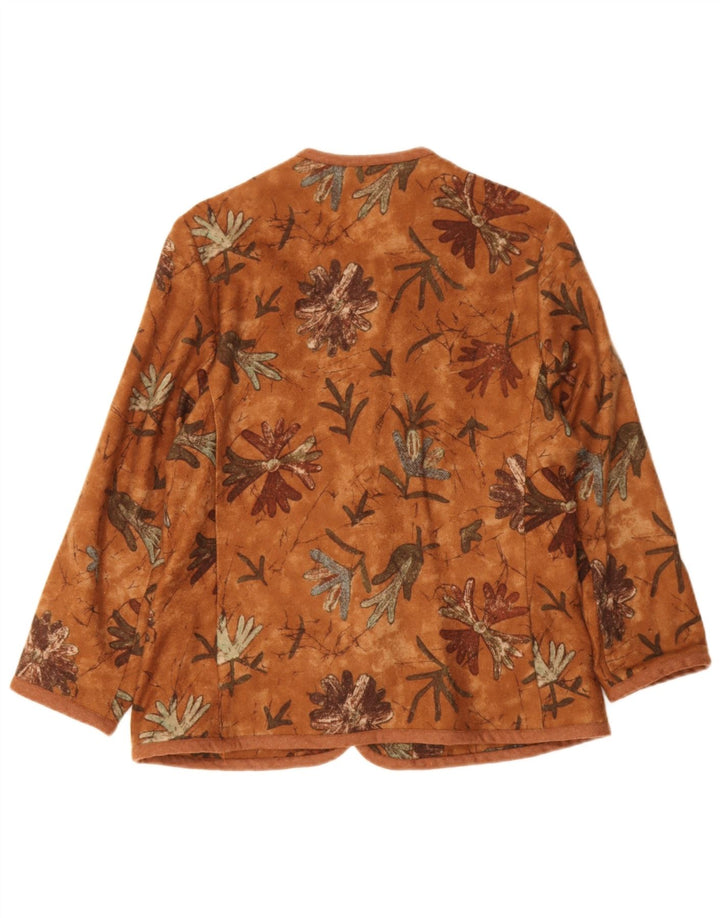 vintage Femme 5 Bouton Blazer Veste UK 14 Laine Florale Brun Moyen