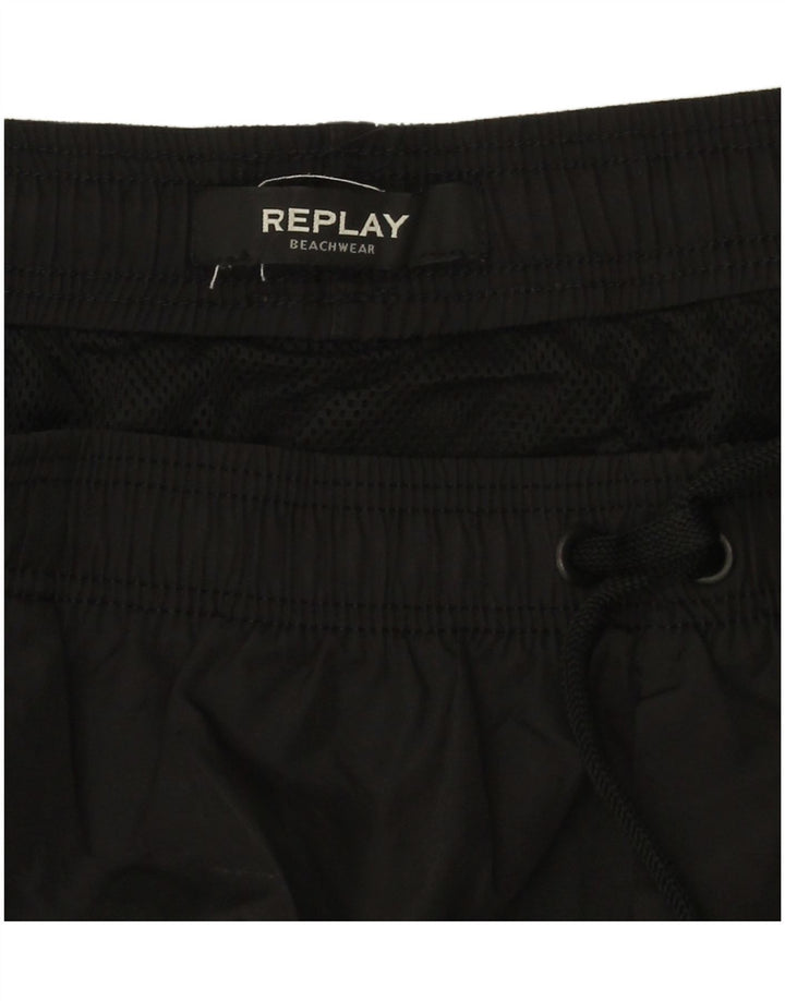 Replay Short de Bain Graphique Homme Grand Noir