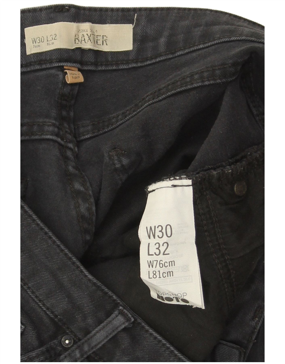 TOPSHOP Jean Slim Baxter Femme W30 L32 Coton Noir