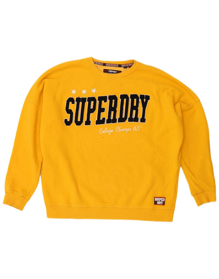SUPERDRY Sweat-shirt graphique surdimensionné pour femme UK 12 Jaune moyen