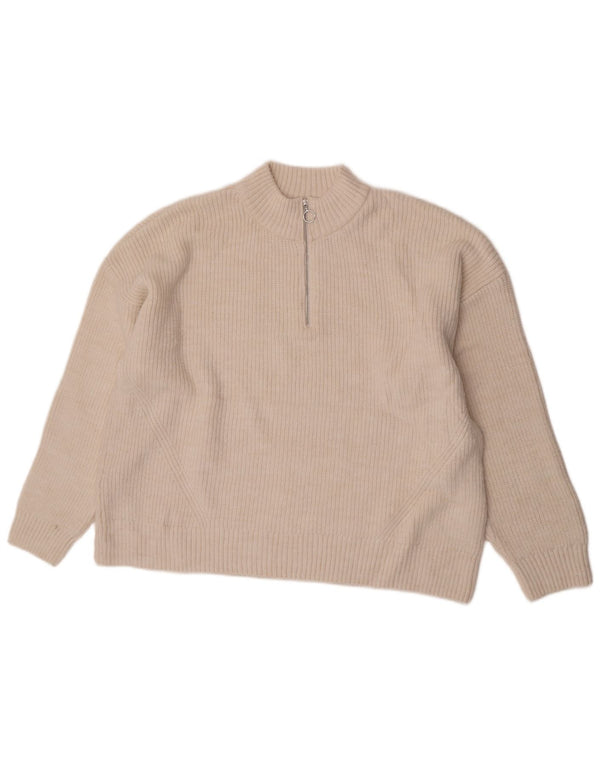 Marks & Spencer Pull col zippé pour femme UK 22 3XL Beige Acrylique