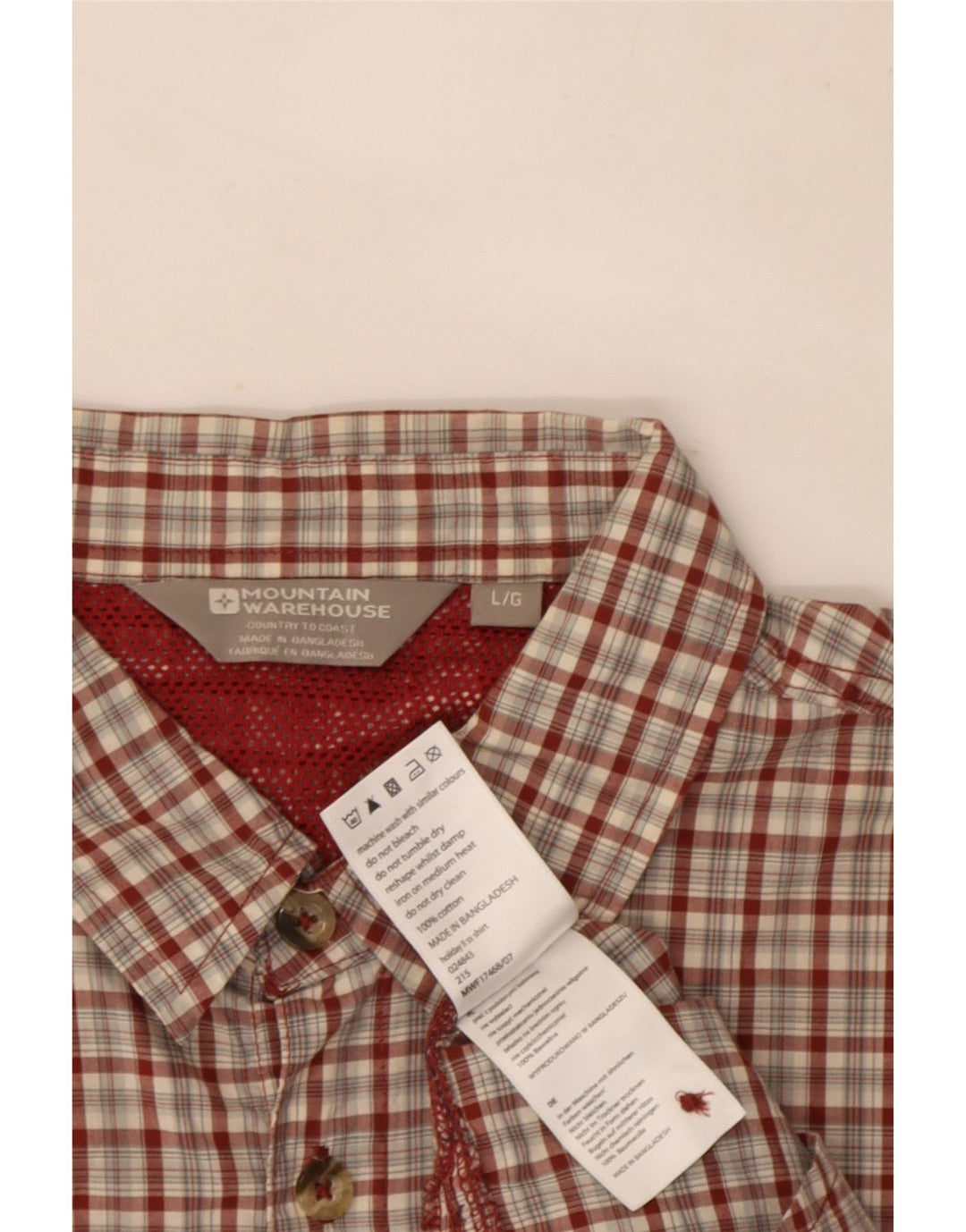 Mountain Warehouse Chemise à manches courtes pour homme en coton à carreaux rouges