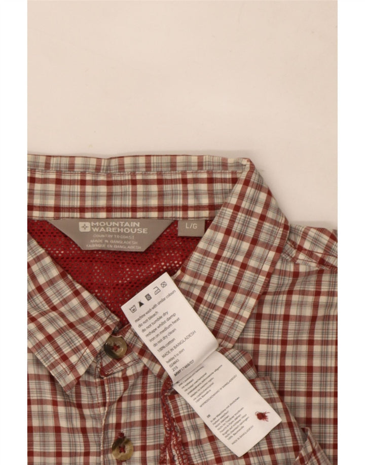 Mountain Warehouse Chemise à manches courtes pour homme en coton à carreaux rouges