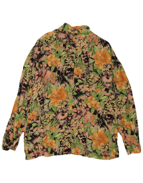 Vintage Womens Front Tie Shirt Blouse UK 16 Large Multicoloured Floral