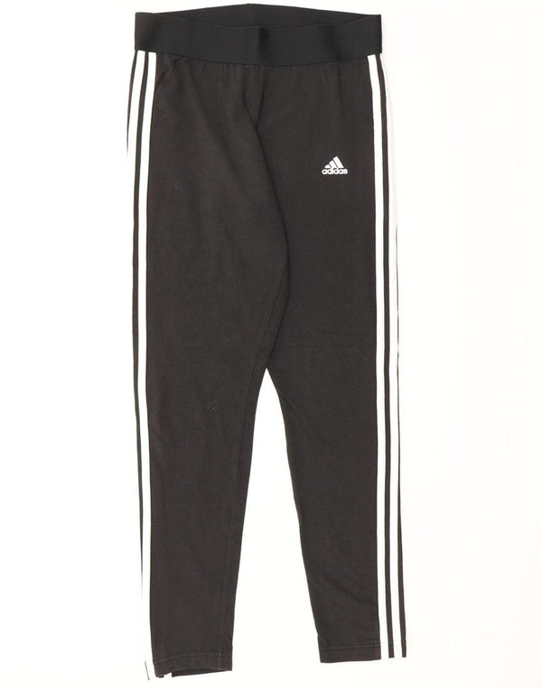 ADIDAS Leggings Femme UK 12/14 Coton Noir Moyen