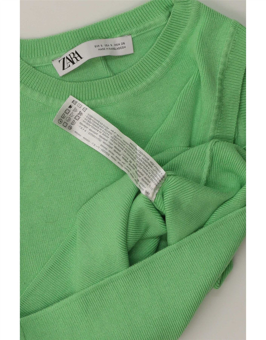 Zara Womens Crop Vest Top UK 10 Petite Viscose Verte