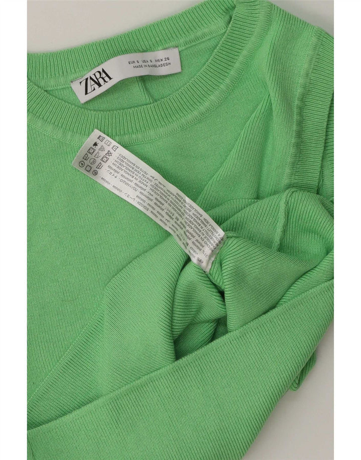 Zara Womens Crop Vest Top UK 10 Petite Viscose Verte