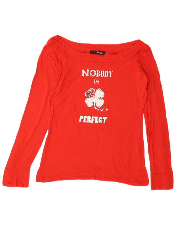 Liu Jo Haut court graphique à manches longues pour femme IT 44 Rouge moyen