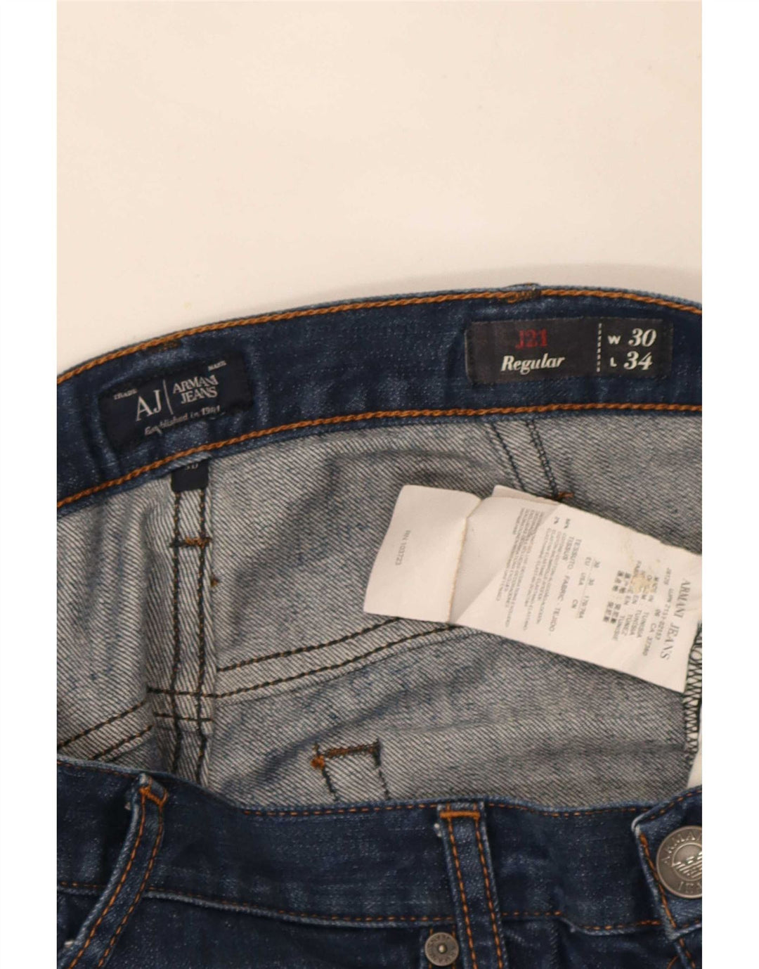 Armani Jean droit coupe droite W30 L32 bleu marine en coton pour homme