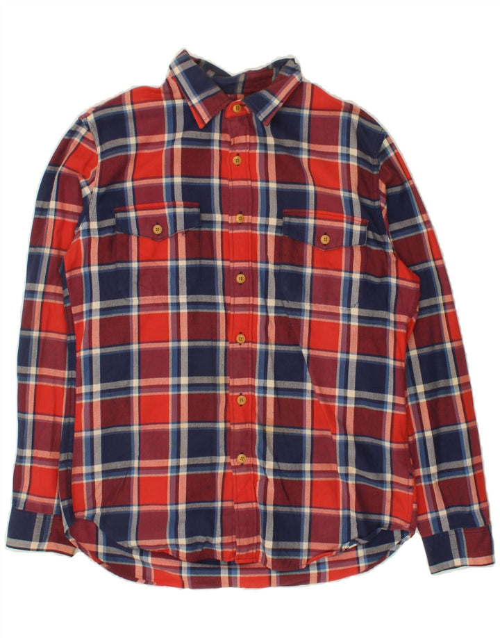 J. CREW Mens Flannel Shirt Medium Red Check Cotton Vintage J. Crew and Second-Hand J. Crew from Messina Hembry 