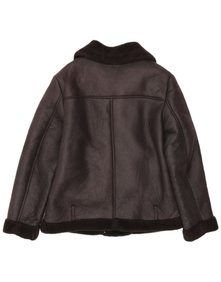 C&A Veste de motard en simili cuir Sherpa pour femme EU 44 XL Noir Polyester