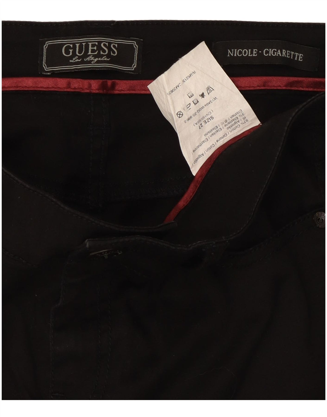 Guess Jean Slim Cigarette Femme W27 L30 Coton Noir