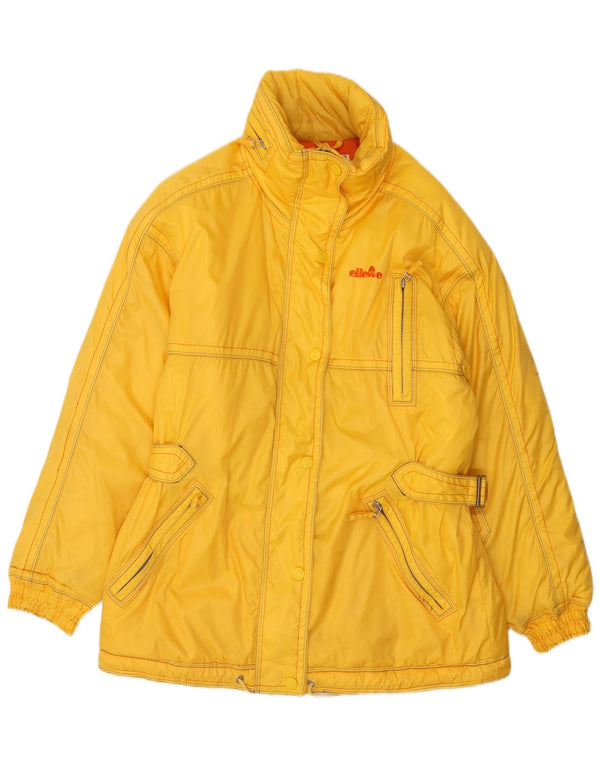 Ellesse Veste de ski surdimensionnée à capuche pour femme UK 14 Large Yellow Colourblock