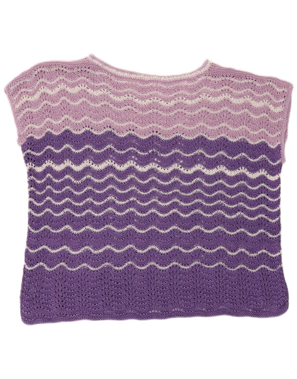 VINTAGE Femmes Voir À Travers Gilet Débardeur UK 20 2XL Violet Colourblock