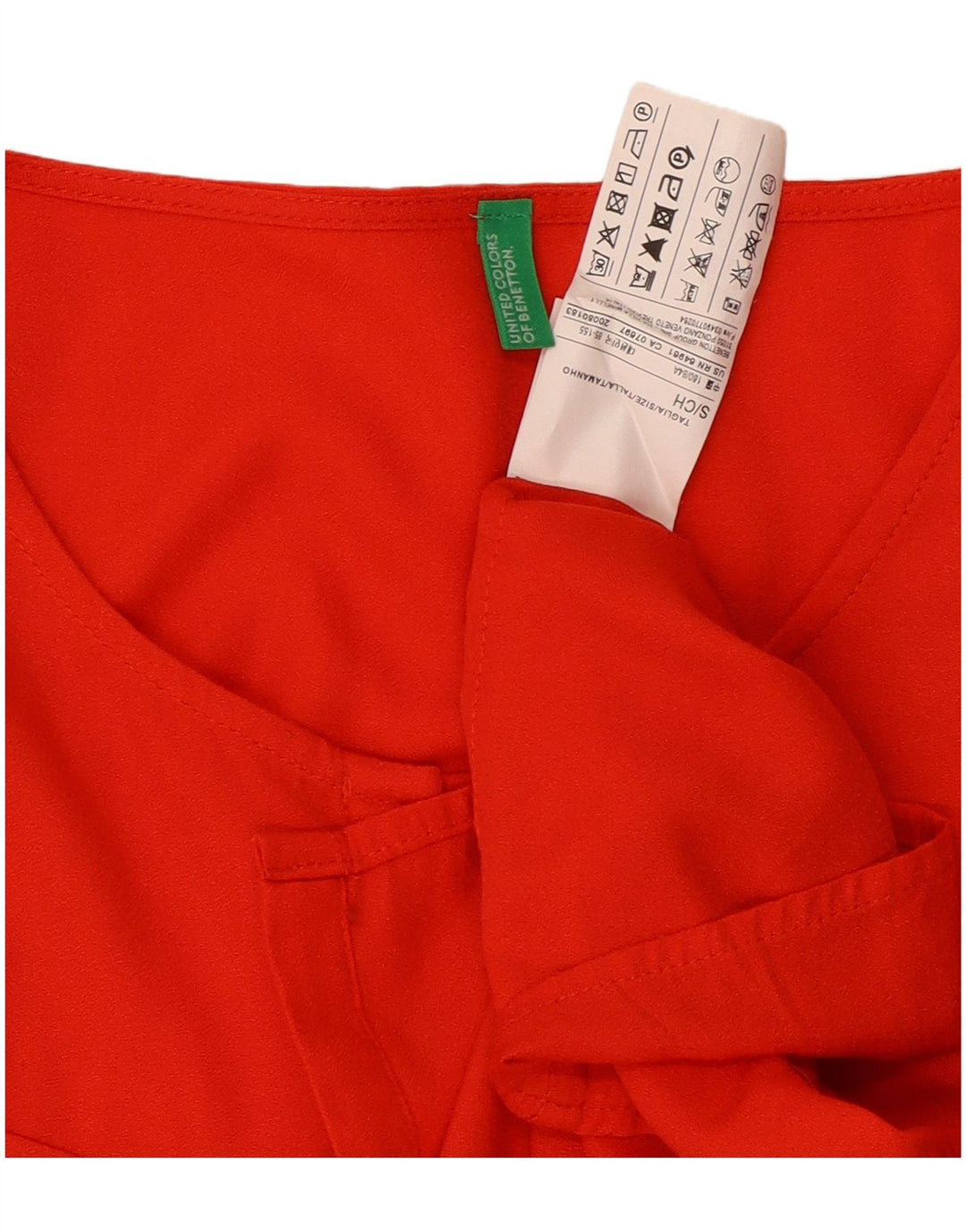 Benetton Chemise Chemisier UK 10 Petite Viscose Rouge Femme