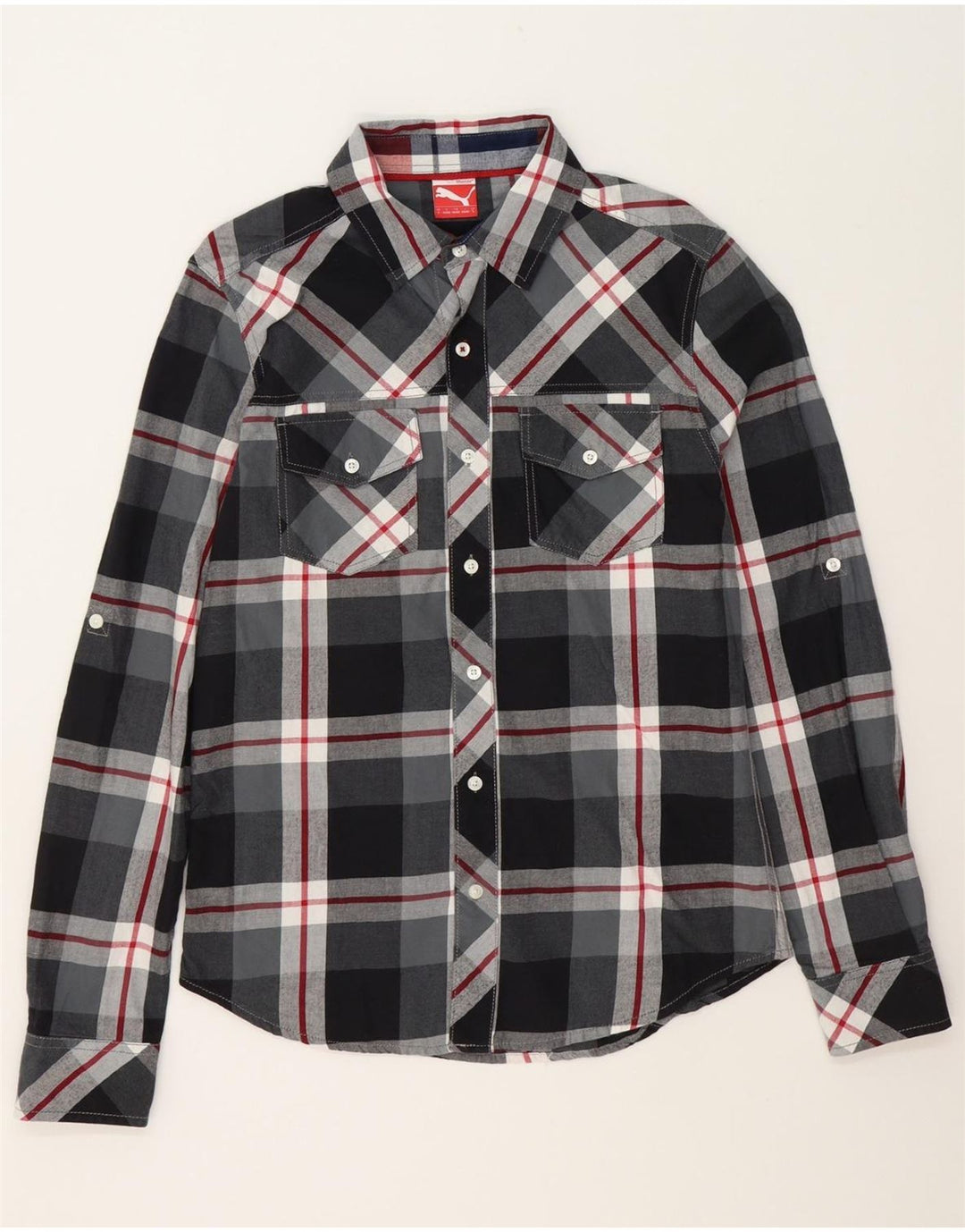 PUMA Mens Flannel Shirt Small Black Check Vintage Puma and Second-Hand Puma from Messina Hembry 
