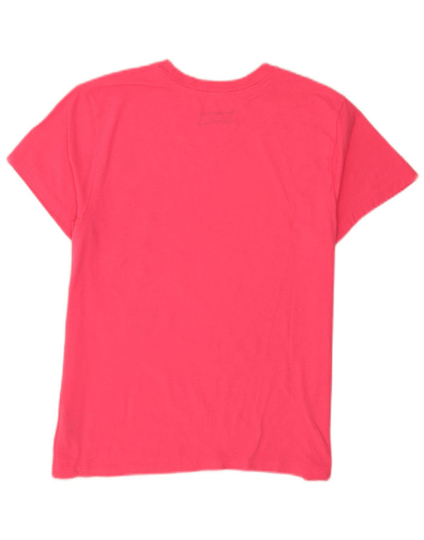 Champion Womens Graphic T-Shirt Top UK 12 Medium Pink Cotton
