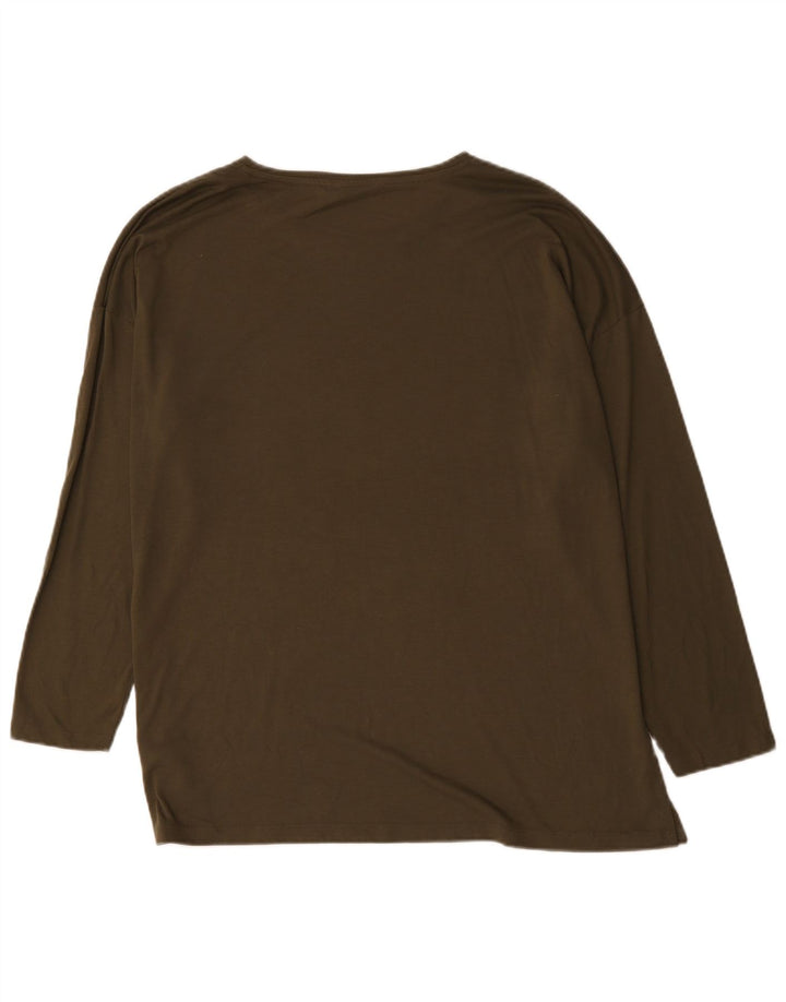 Marks & Spencer Haut graphique surdimensionné à manches longues pour femme UK 18 XL Kaki