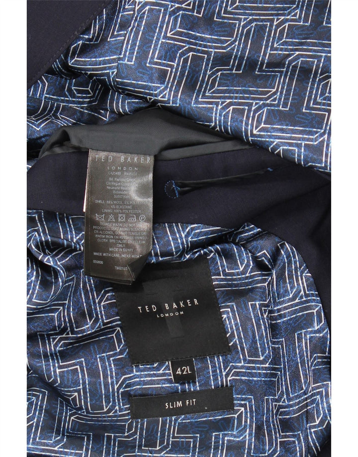 Ted Baker Veste blazer coupe slim à 2 boutons pour homme Taille 42 Grande laine bleu marine