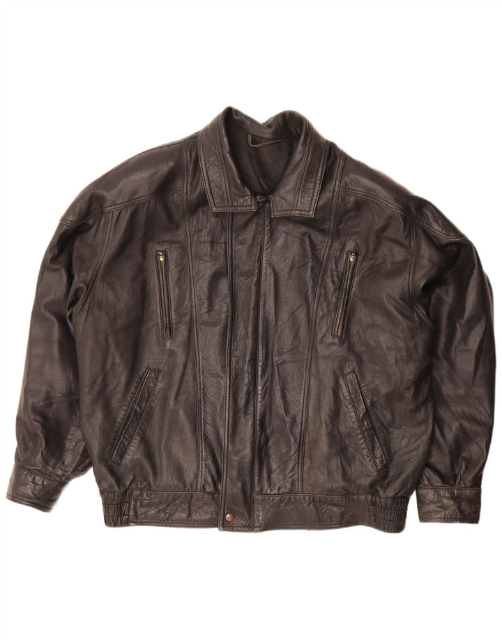 Veste en cuir homme vintage UK 42 XL Cuir noir