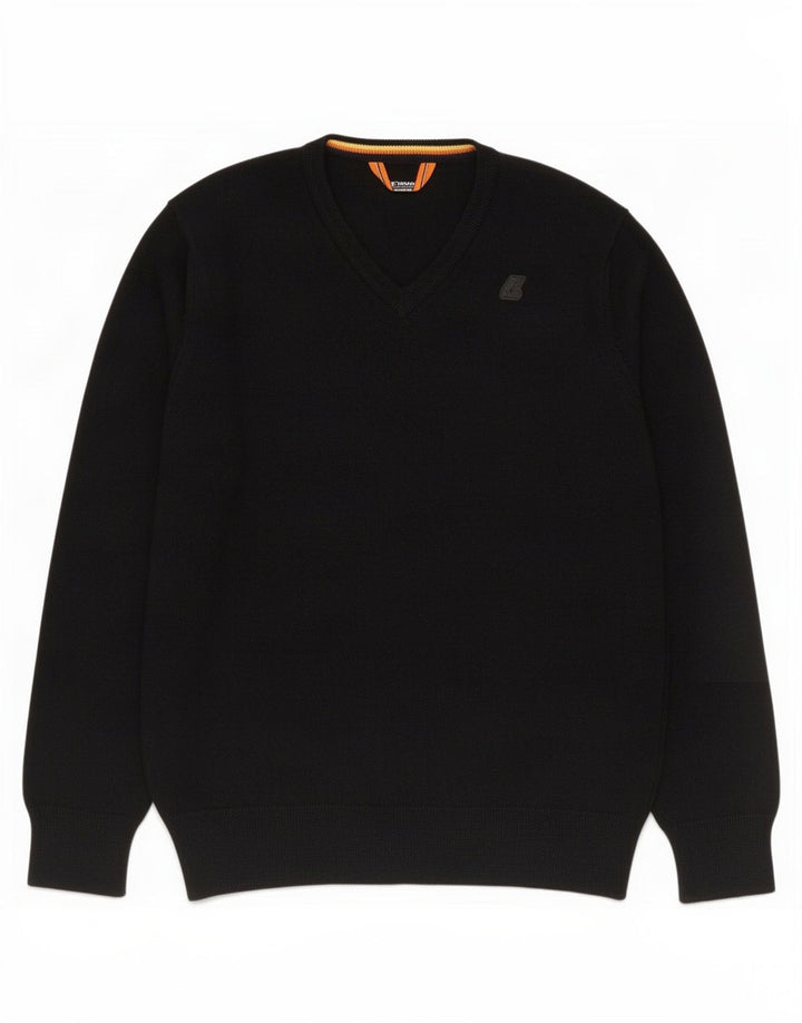 K-Way Pull col V pour homme en laine mérinos noir moyen