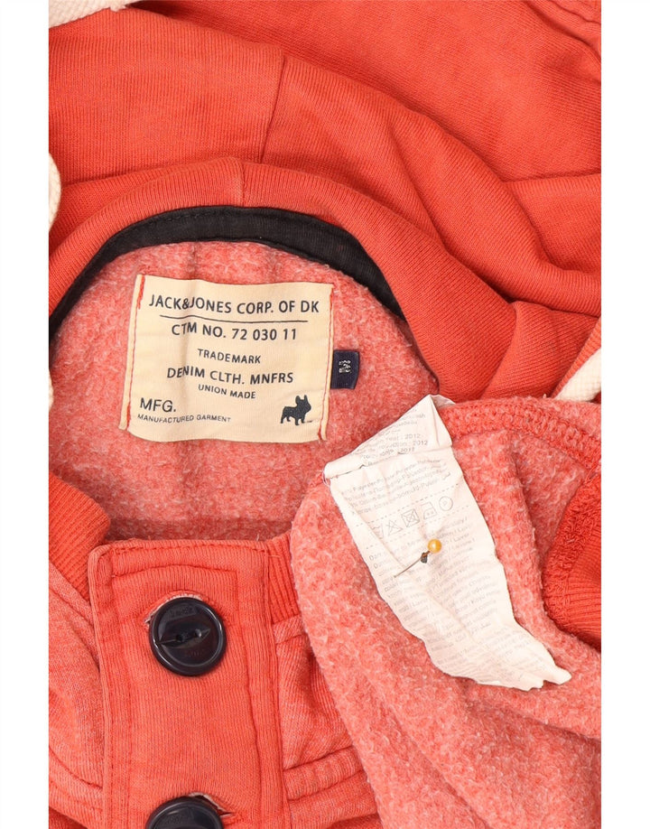 Jack & Jones Pull à Capuche Graphique à Col Boutonné Homme Rouge Moyen Polyester