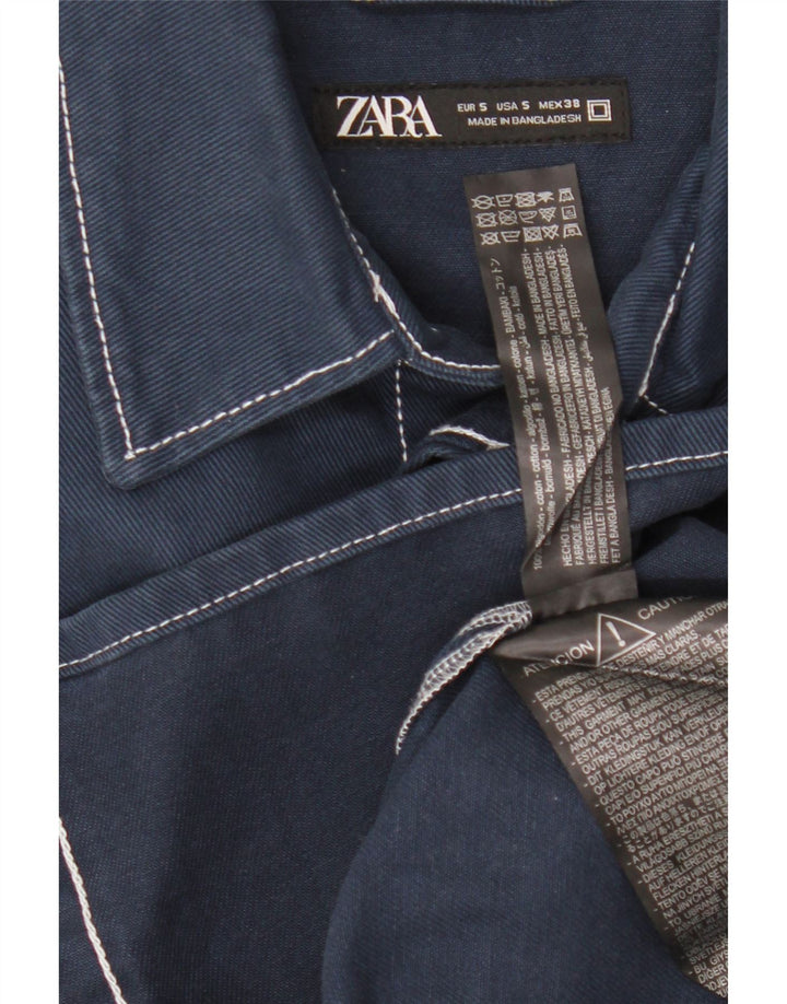 Zara Homme Chemise En Jean Coupe Ample Petit Bleu Marine Coton