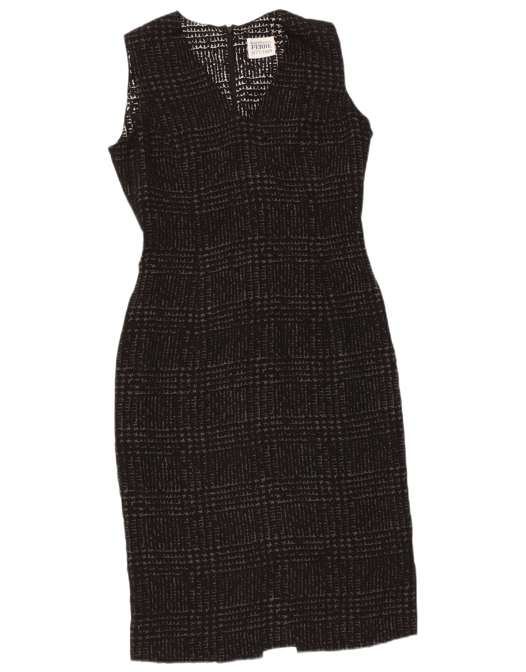 Gianfranco Ferre Robe fourreau pour femme UK 10 Petit pied-de-poule noir