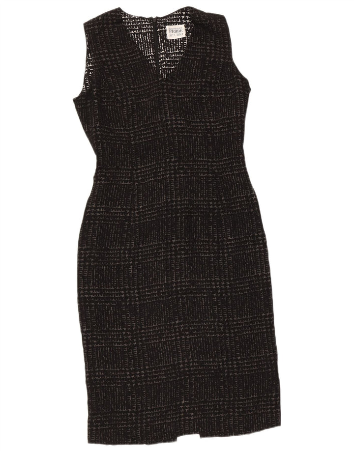 Gianfranco Ferre Robe fourreau pour femme UK 10 Petit pied-de-poule noir