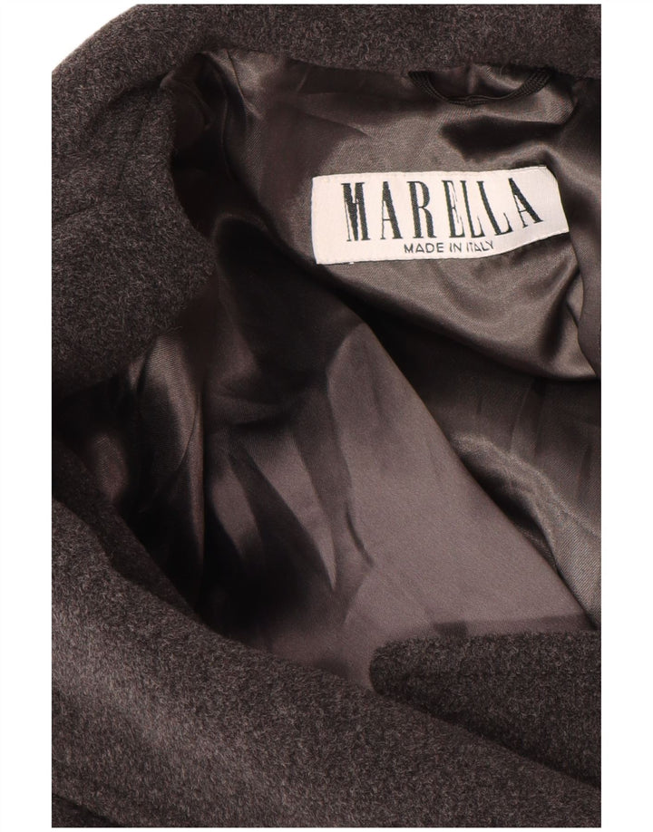 MARELLA Manteau double boutonnage pour femme UK 14 Grande laine vierge grise