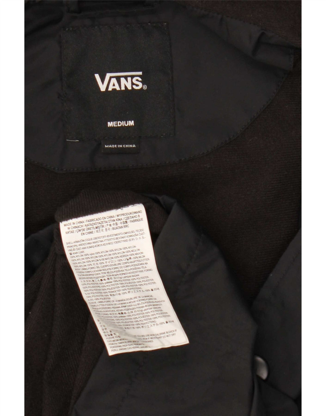 Vans Veste de pluie à capuche graphique pour hommes UK 38 Medium Black Nylon