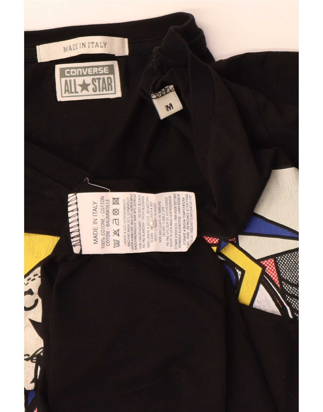 Converse Haut graphique à manches longues pour femme UK 12 Coton noir moyen