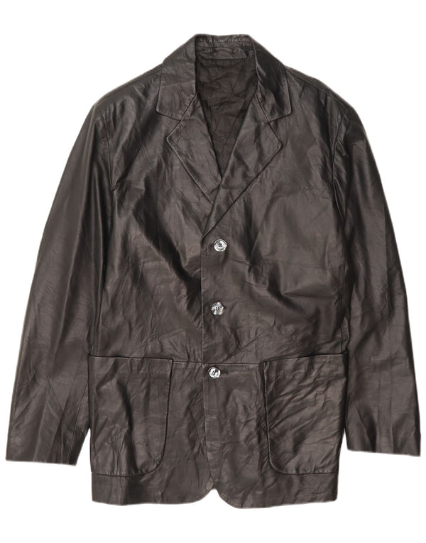 Fratelli Rossetti Veste blazer en cuir à 3 boutons pour homme IT 50 Large Noir