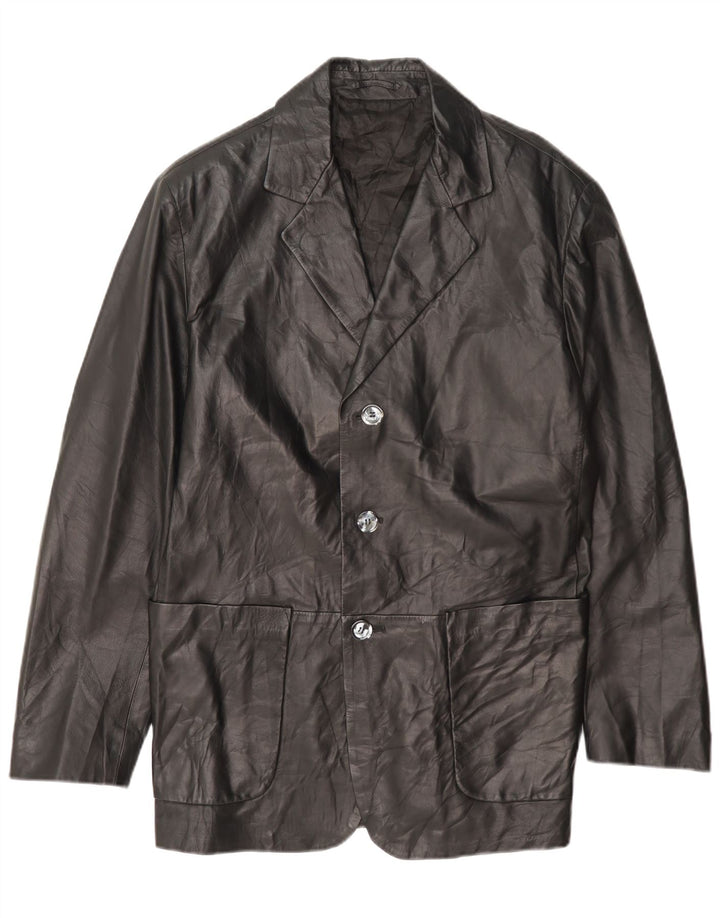 Fratelli Rossetti Veste blazer en cuir à 3 boutons pour homme IT 50 Large Noir