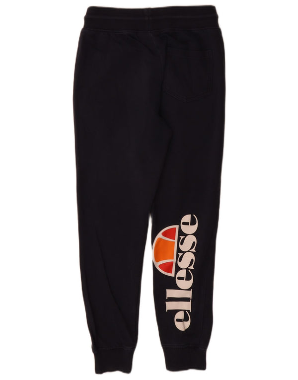 Ellesse Pantalon de survêtement graphique pour femme Joggers UK 6 XS Bleu marine Coton