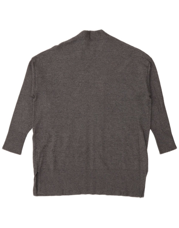 Zara Womens Oversized 3/4 Sleeve Open Cardigan Sweater UK 10 Small Grey