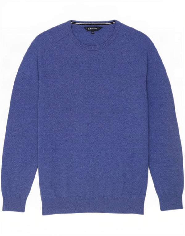 Crew Clothing Pull col bateau pour homme en laine bleue 2XL