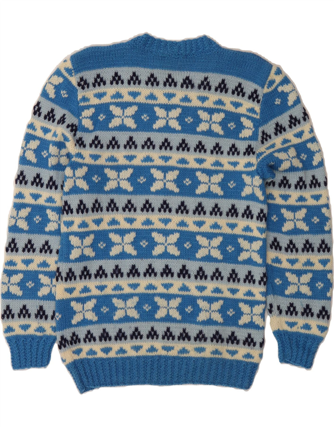 VINTAGE Pull à col rond pour homme Petit Bleu Fair Isle